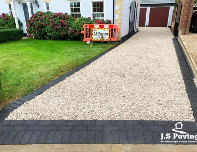 Gravel and paving driveway